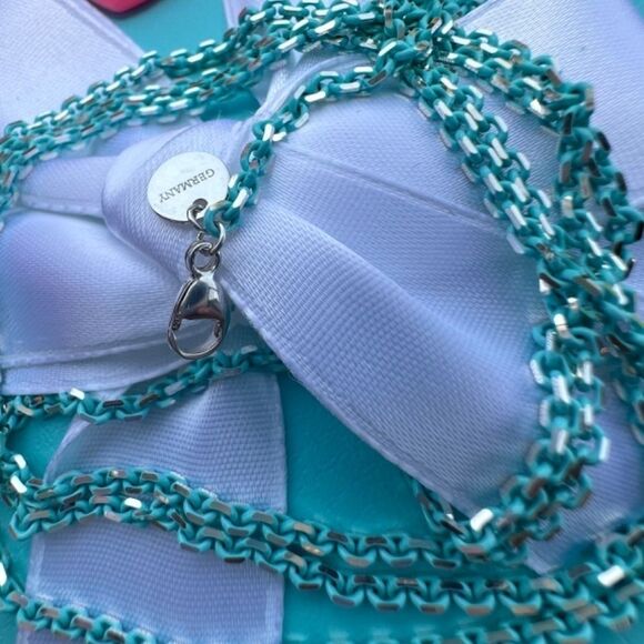 NEW 30" Tiffany & Co. Blue Enamel Sparkler Necklace - Picture 7 of 8